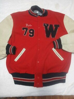 Vintage Skookum 100% Wool Lettermans Jacket Large Red